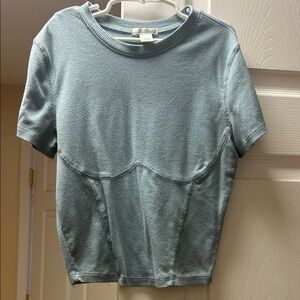 Bozzolo Ribbed Knit Top in Light Blue